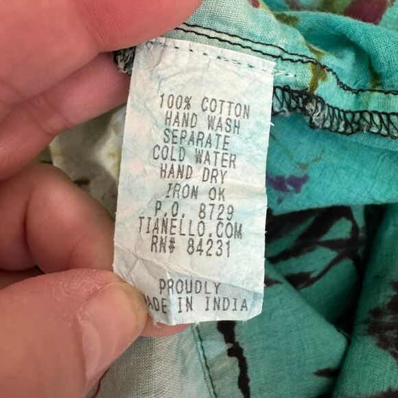 Tianello Top Womens XS Colorful Floral Embroidered Cotton Short Sleeve Boho - Picture 7 of 11